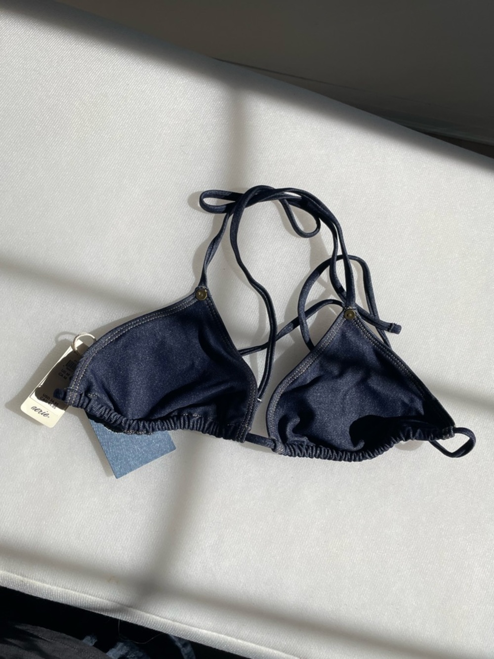 Limited Edition AE x Aerie Match Made In Denim String Triangle Bikini Top